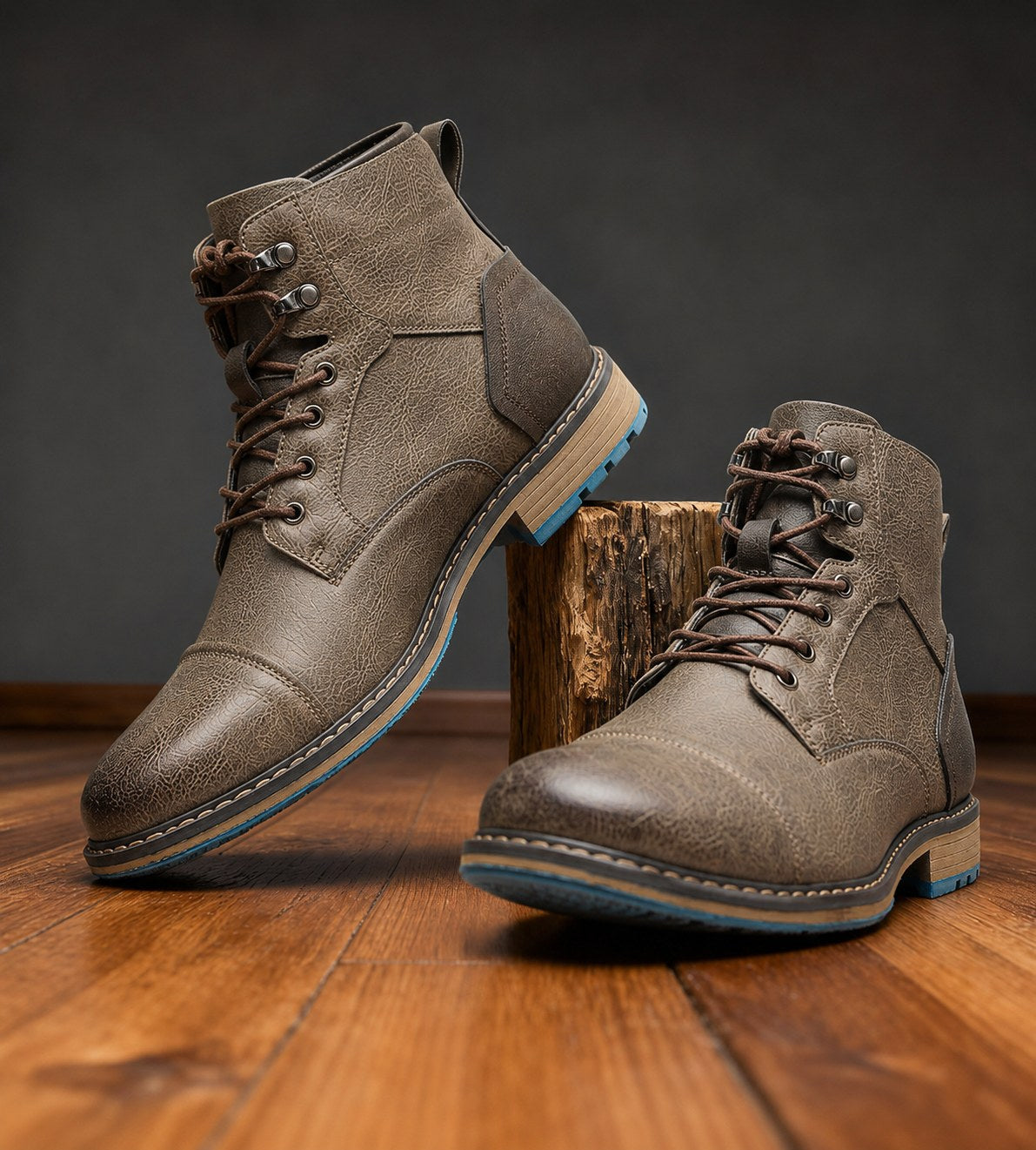 Franz | Men's Lace-Up Boots with Reinforced Toe Cap, Rugged Ankle Boots | Everlasting Boutique | Chestnut Brown