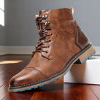 Franz | Men's Lace-Up Boots with Reinforced Toe Cap, Rugged Ankle Boots | Everlasting Boutique | Dark Brown