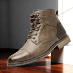 Franz | Men's Lace-Up Boots with Reinforced Toe Cap, Rugged Ankle Boots | Everlasting Boutique | Dark Brown