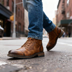Franz | Men's Lace-Up Boots with Reinforced Toe Cap, Rugged Ankle Boots | Everlasting Boutique | Dark Brown