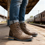 Franz | Men's Lace-Up Boots with Reinforced Toe Cap, Rugged Ankle Boots | Everlasting Boutique | Dark Brown
