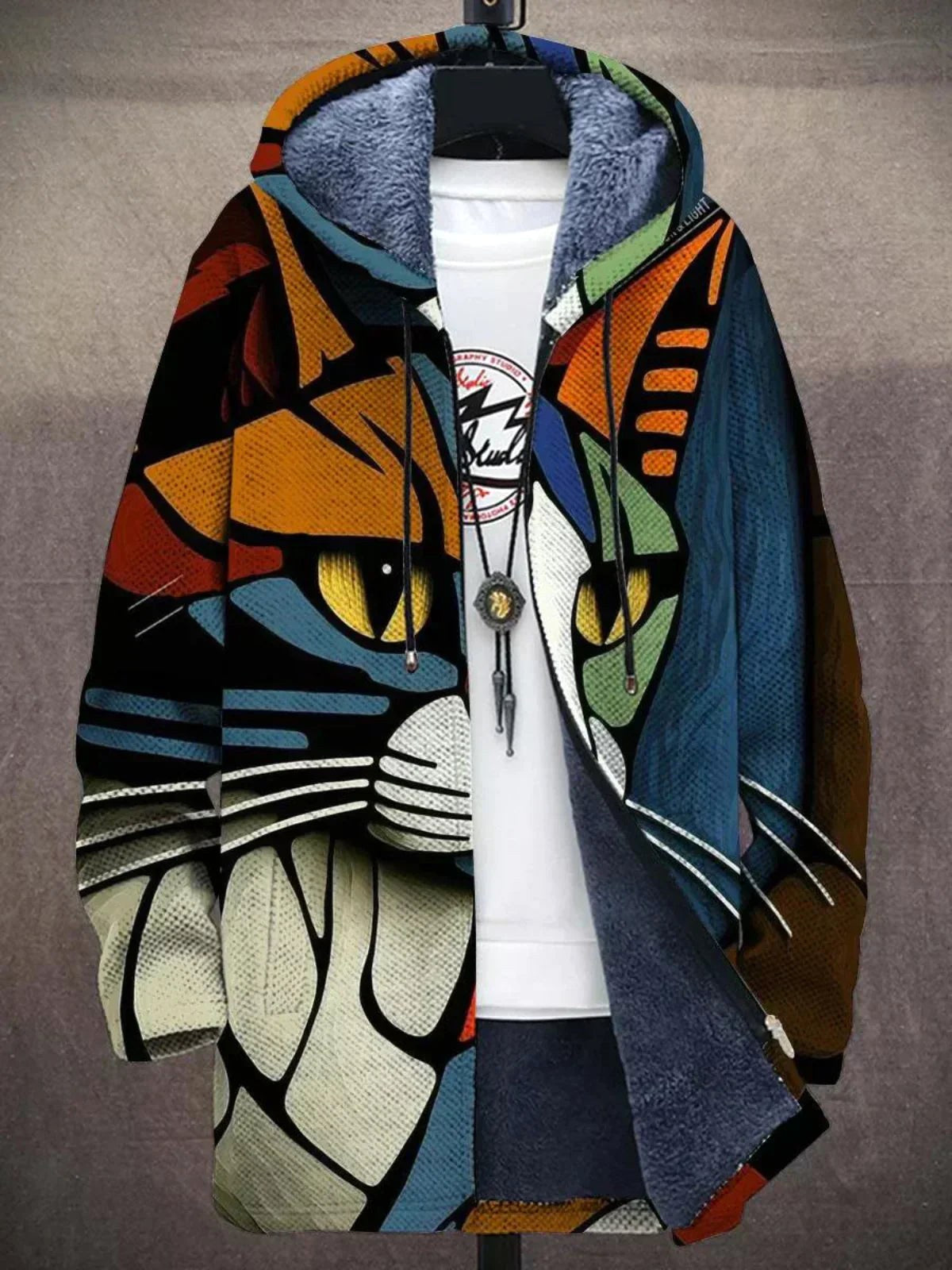 Franziska | Women's Knit Waistcoat with Artistic Design, Elegant Knit Cardigan | Everlasting Boutique | Multicolour Blue
