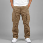 Freddie | Men's Relaxed Fit Cargo Trousers, Side Pocket Streetwear Trousers | Everlasting Boutique | Brown