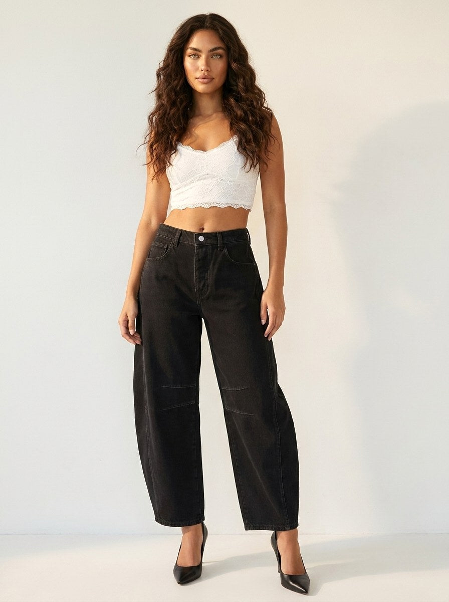 Freya | Women's Relaxed Barrel Jeans, High-Waist Denim Jeans | Everlasting Boutique | Wit