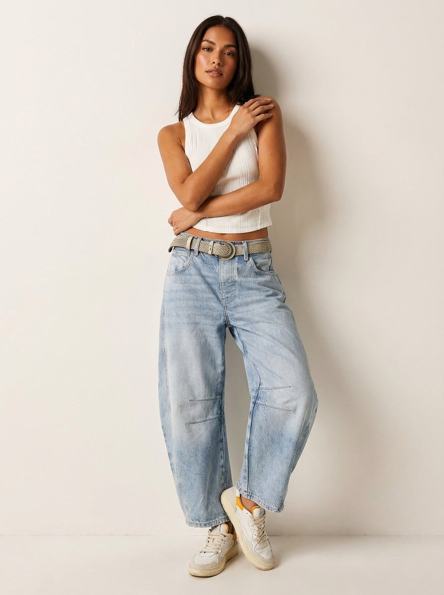 Freya | Women's Relaxed Barrel Jeans, High-Waist Denim Jeans | Everlasting Boutique