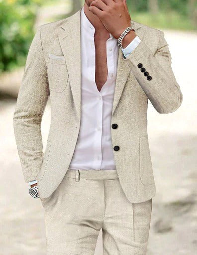 Friedrich | Men's Lightweight Two-Piece Suit, Elegant Blazer with Trousers | Everlasting Boutique | Beige