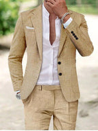 Friedrich | Men's Lightweight Two-Piece Suit, Elegant Blazer with Trousers | Everlasting Boutique | Beige
