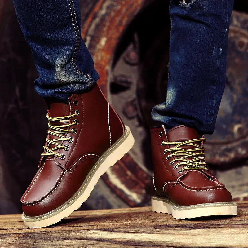 Fritz | Men's Leather Boots in Natural Tone, Rugged Autumn Boots | Everlasting Boutique | Bordeaux