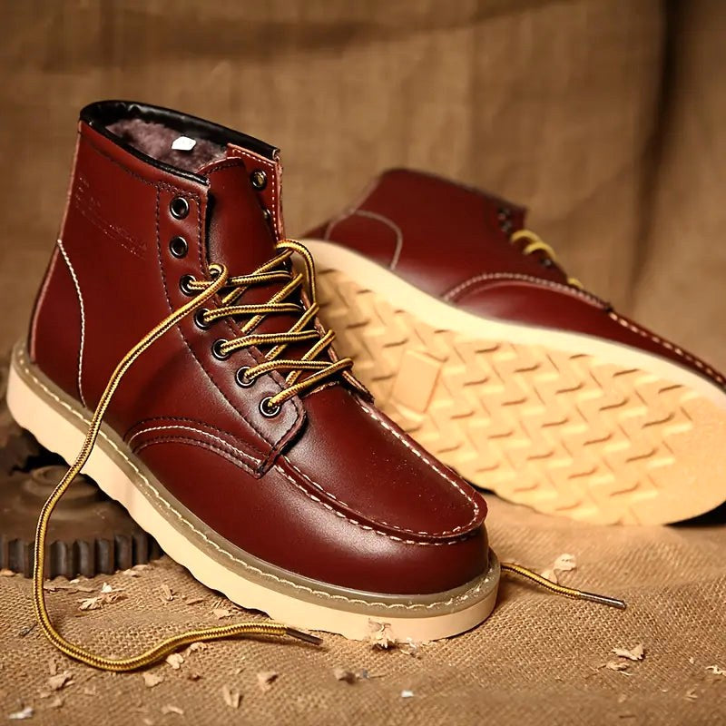 Fritz | Men's Leather Boots in Natural Tone, Rugged Autumn Boots | Everlasting Boutique | Bordeaux