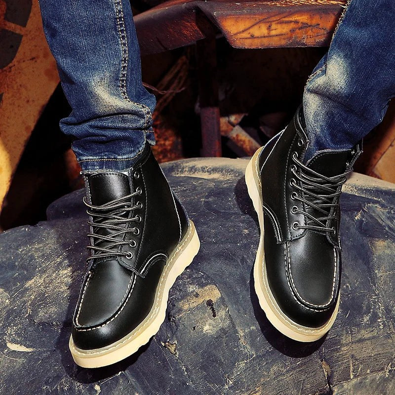 Fritz | Men's Leather Boots in Natural Tone, Rugged Autumn Boots | Everlasting Boutique | Bordeaux
