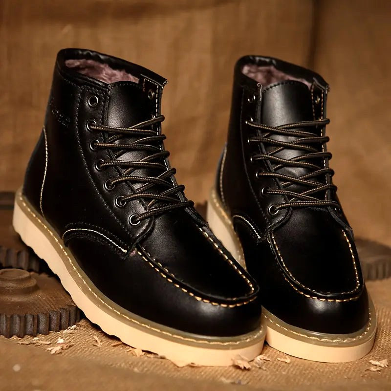 Fritz | Men's Leather Boots in Natural Tone, Rugged Autumn Boots | Everlasting Boutique | Bordeaux