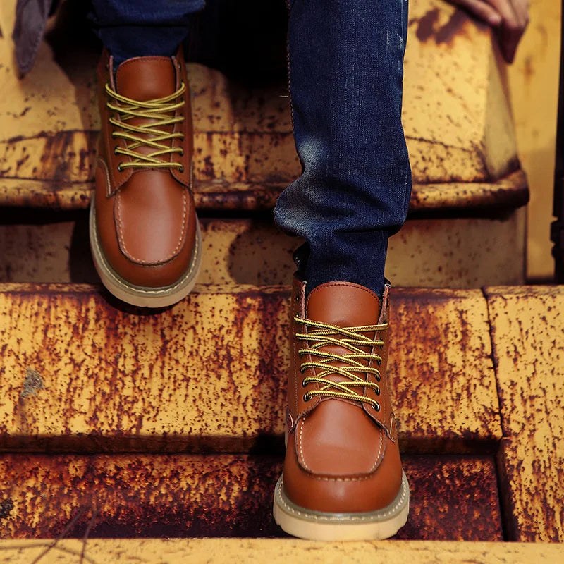Fritz | Men's Leather Boots in Natural Tone, Rugged Autumn Boots | Everlasting Boutique | Bordeaux