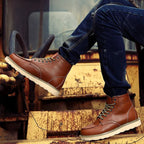 Fritz | Men's Leather Boots in Natural Tone, Rugged Autumn Boots | Everlasting Boutique | Bordeaux