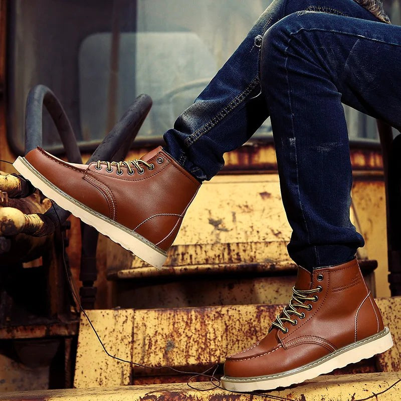 Fritz | Men's Leather Boots in Natural Tone, Rugged Autumn Boots | Everlasting Boutique | Bordeaux