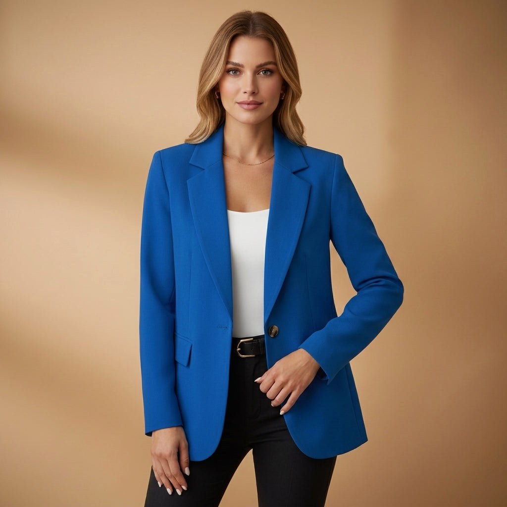 Gabrielle | Women's Tailored Cotton Blend Blazer, Notched Lapel Smart Jacket | Everlasting Boutique