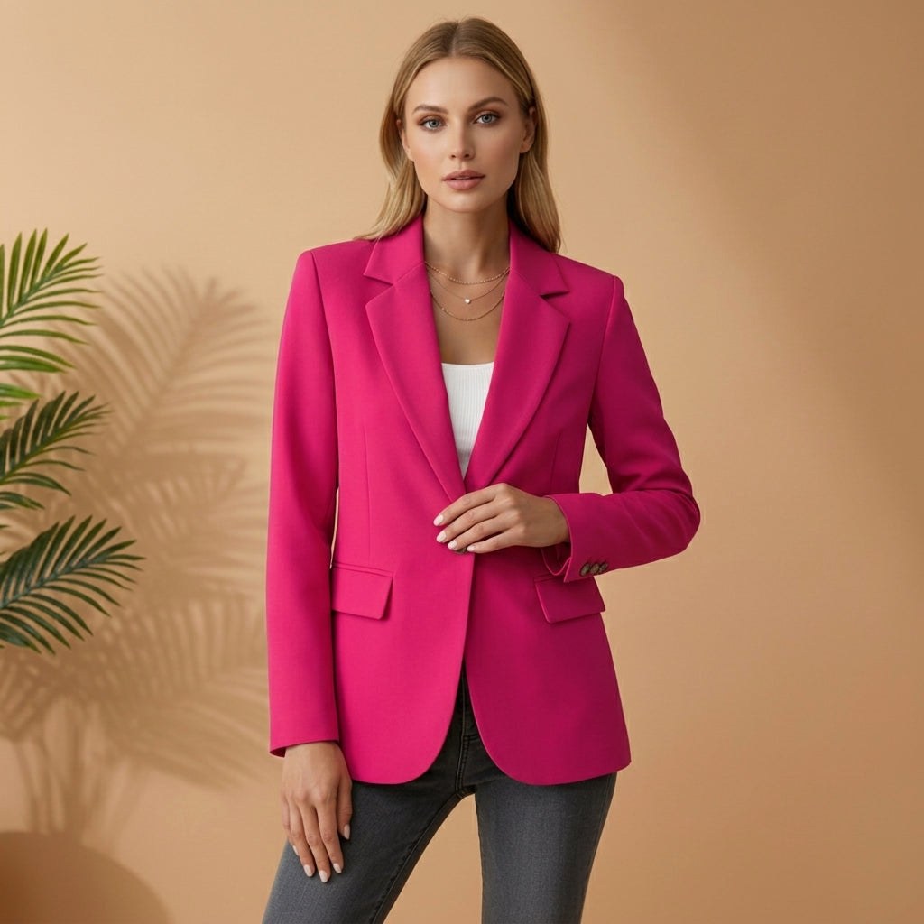 Gabrielle | Women's Tailored Cotton Blend Blazer, Notched Lapel Smart Jacket | Everlasting Boutique