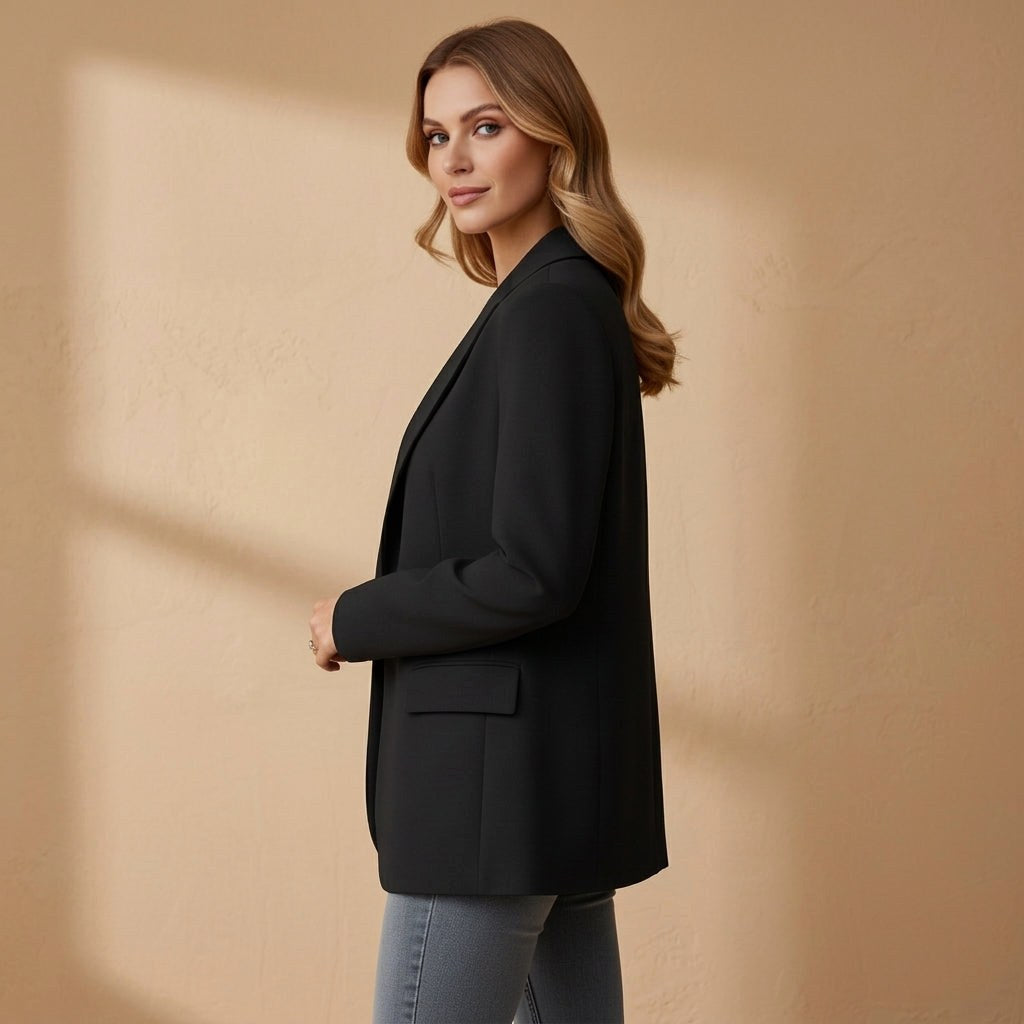 Gabrielle | Women's Tailored Cotton Blend Blazer, Notched Lapel Smart Jacket | Everlasting Boutique