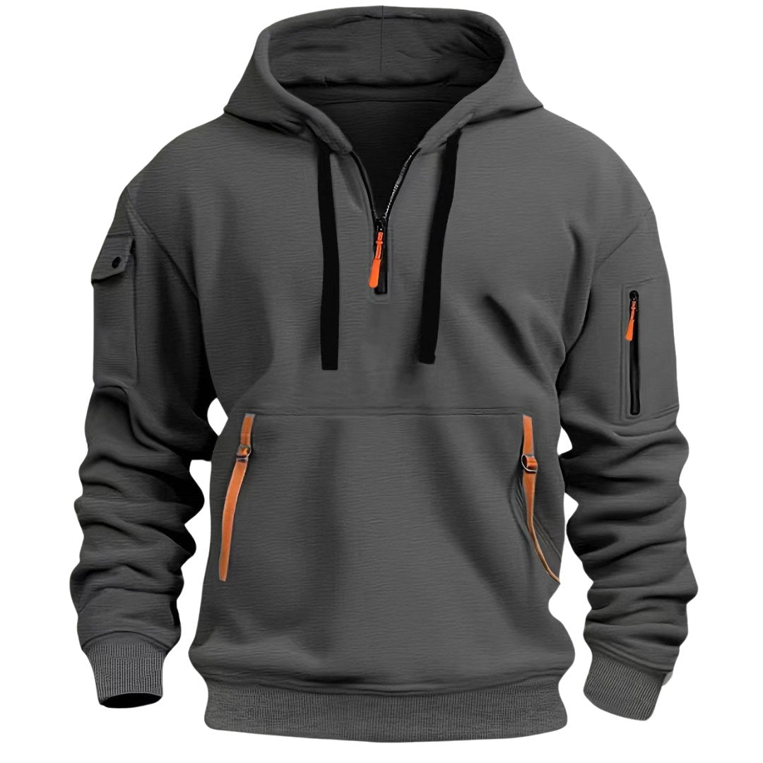 Gareth | Men's Zip-Pocket Casual Hoodie, Relaxed Hooded Jumper | Everlasting Boutique
