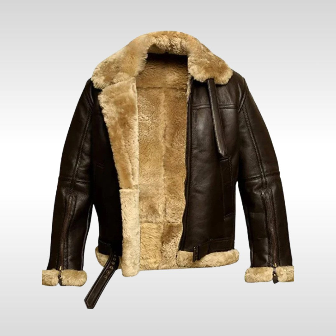 Garrett | Men's Shearling-Lined Leather Jacket, Warm Flight-Style Coat | Everlasting Boutique