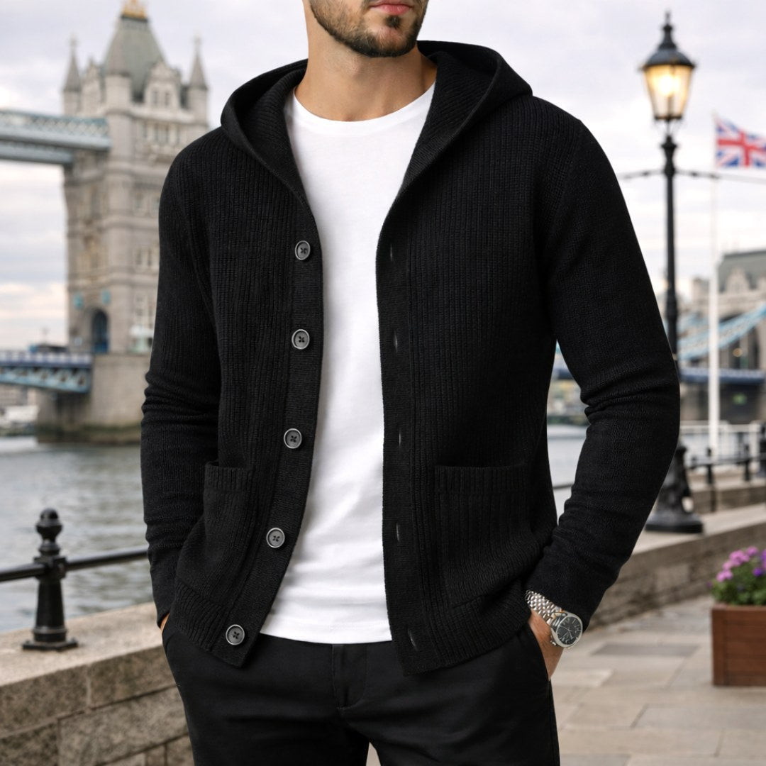 Gavin | Men's Knit Cardigan, Soft Everyday Cardigan | Everlasting Boutique | Black