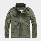 Georg | Men's Denim Jacket in Army Style, Utility Look Autumn Jacket | Everlasting Boutique | Army Green