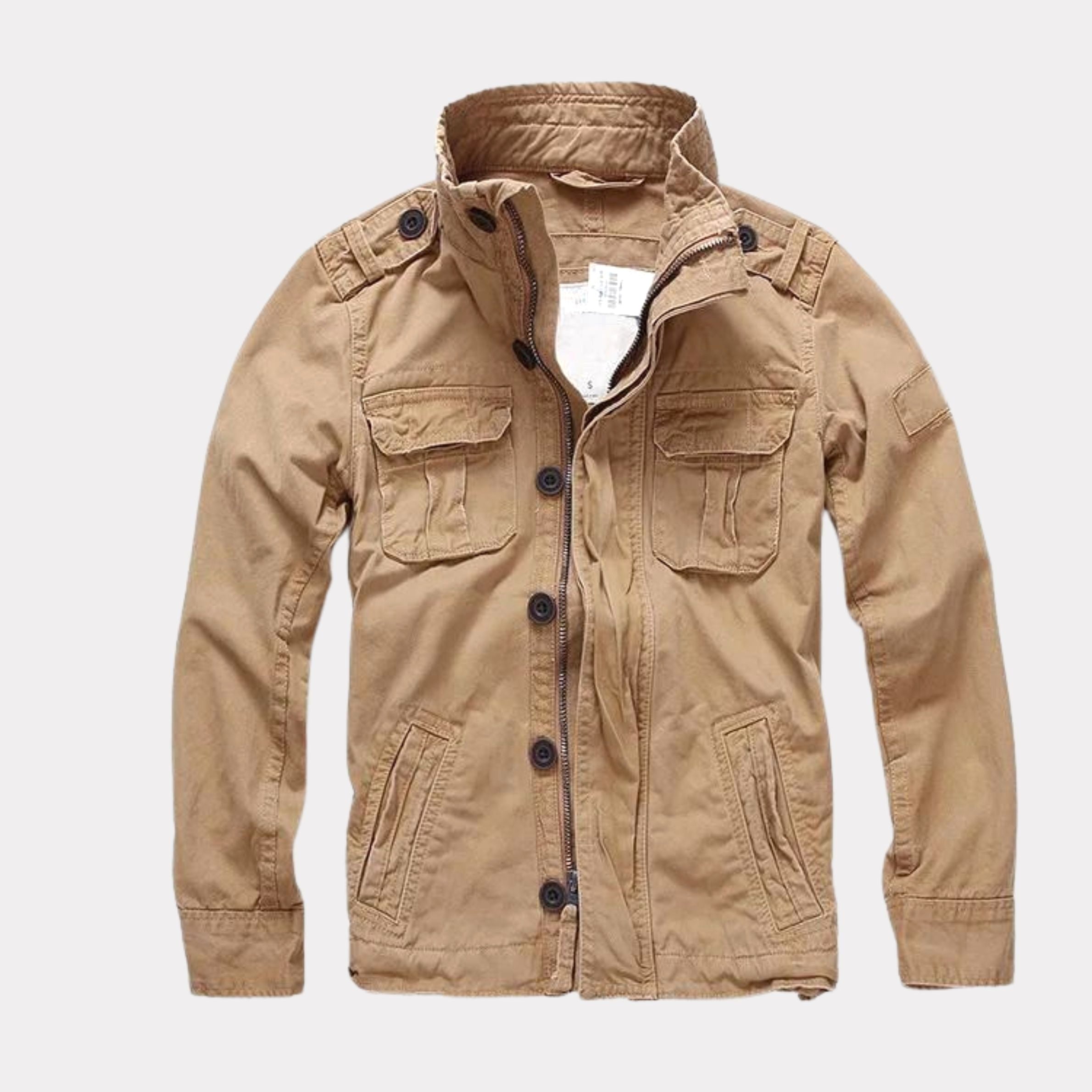 Georg | Men's Denim Jacket in Army Style, Utility Look Autumn Jacket | Everlasting Boutique | Army Green