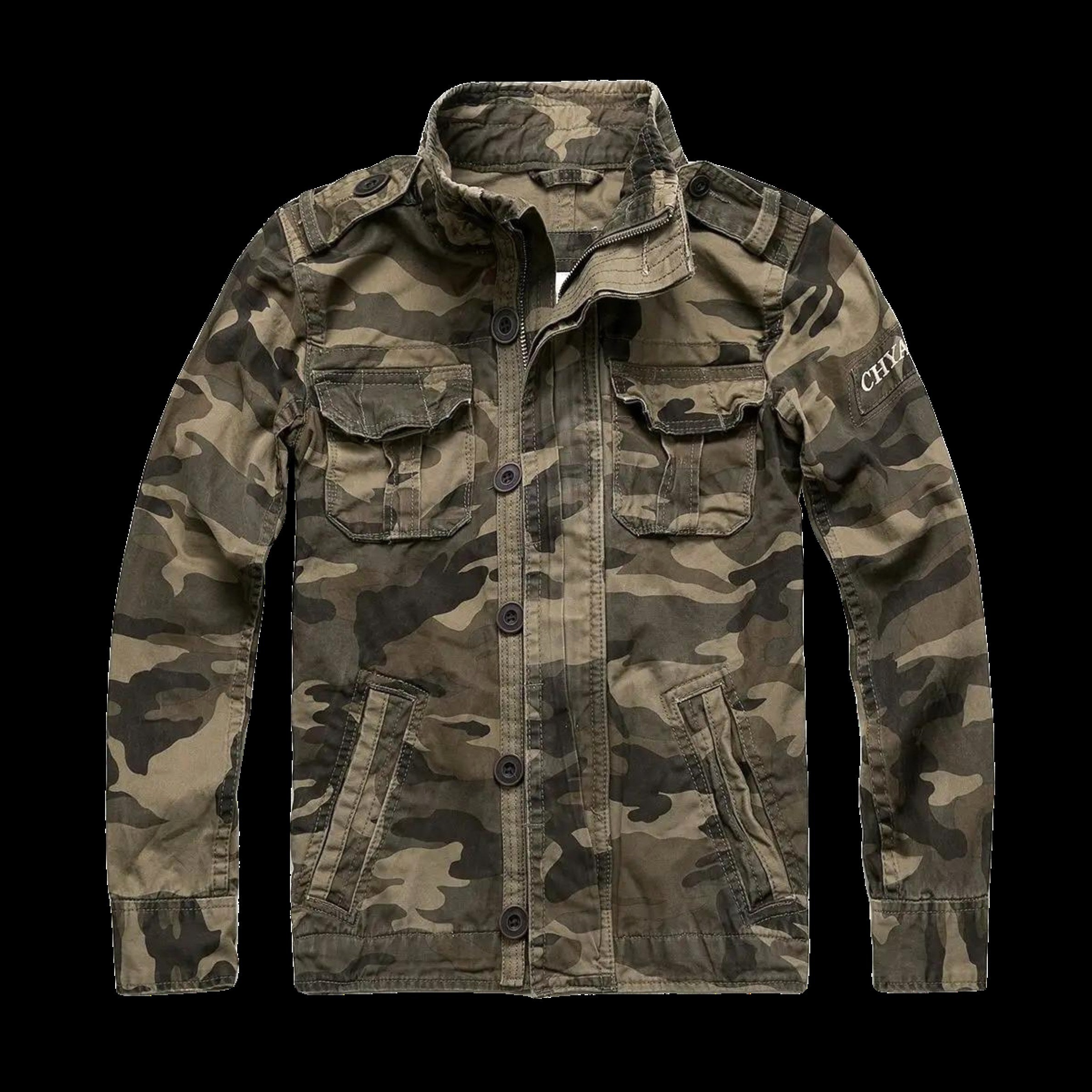 Georg | Men's Denim Jacket in Army Style, Utility Look Autumn Jacket | Everlasting Boutique | Army Green