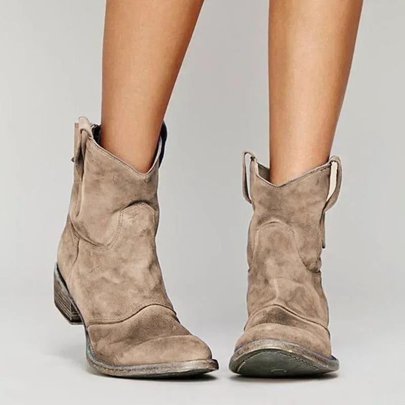 Georgia | Women's Vintage Cowboy Ankle Boots, Perfect for Autumn Walks | Everlasting Boutique | Brown
