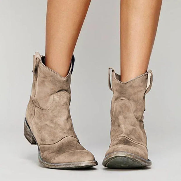 Georgia | Women's Vintage Cowboy Ankle Boots, Perfect for Autumn Walks | Everlasting Boutique | Brown
