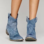 Georgia | Women's Vintage Cowboy Ankle Boots, Perfect for Autumn Walks | Everlasting Boutique | Blue