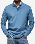 Gerhard | Classic Long-Sleeve Polo Shirt, Elegant Men's Polo | Everlasting Boutique | Light Blue