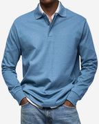 Gerhard | Classic Long-Sleeve Polo Shirt, Elegant Men's Polo | Everlasting Boutique | Light Blue