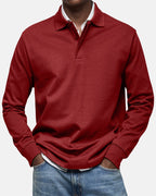 Gerhard | Classic Long-Sleeve Polo Shirt, Elegant Men's Polo | Everlasting Boutique | Navy Blue