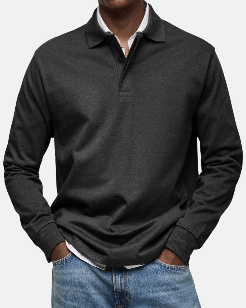 Gerhard | Classic Long-Sleeve Polo Shirt, Elegant Men's Polo | Everlasting Boutique | Light Blue