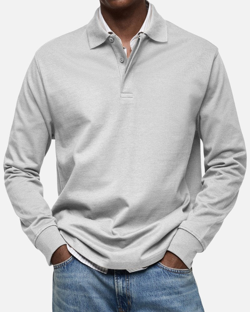 Gerhard | Classic Long-Sleeve Polo Shirt, Elegant Men's Polo | Everlasting Boutique | Light Blue