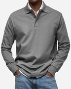 Gerhard | Classic Long-Sleeve Polo Shirt, Elegant Men's Polo | Everlasting Boutique | Light Blue