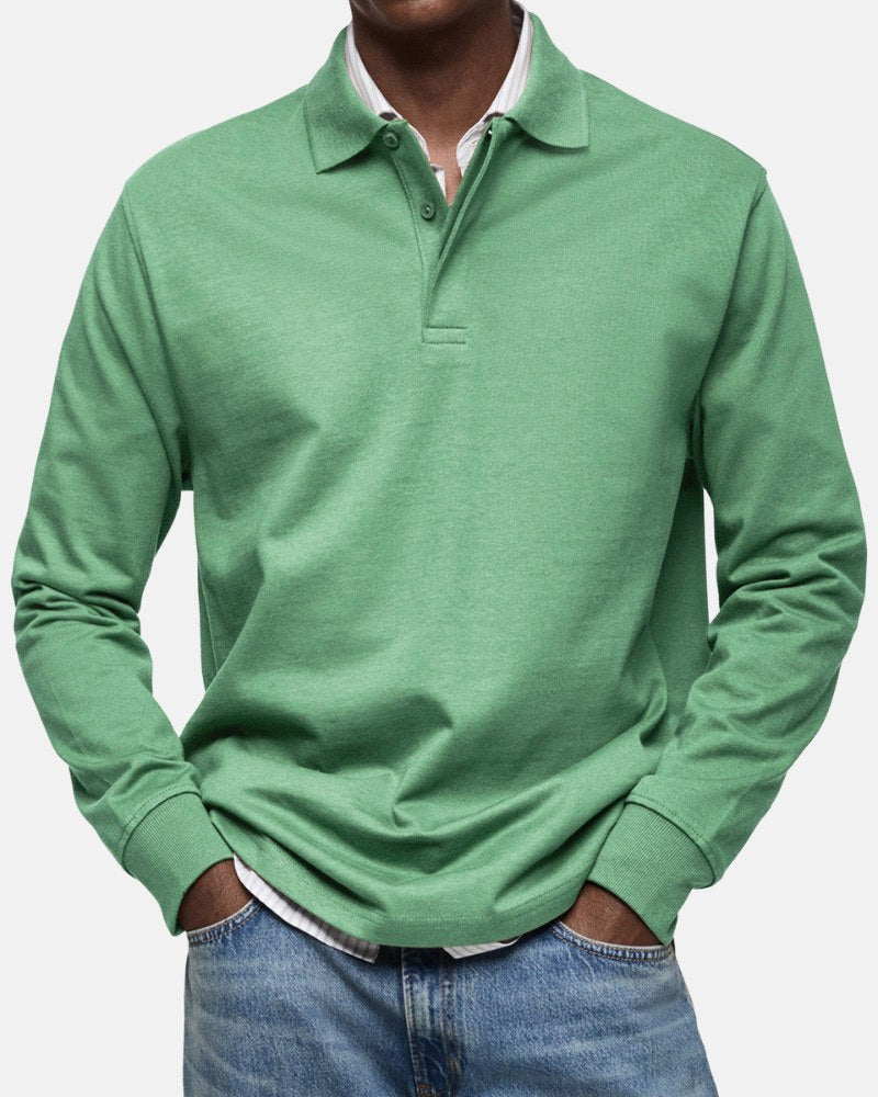 Gerhard | Classic Long-Sleeve Polo Shirt, Elegant Men's Polo | Everlasting Boutique | Light Blue