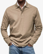 Gerhard | Classic Long-Sleeve Polo Shirt, Elegant Men's Polo | Everlasting Boutique | Navy Blue