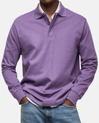 Gerhard | Classic Long-Sleeve Polo Shirt, Elegant Men's Polo | Everlasting Boutique | Navy Blue