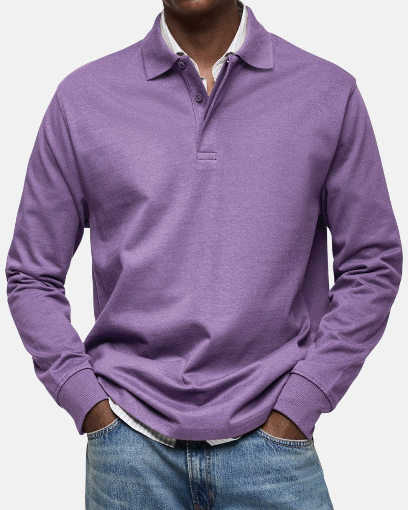 Gerhard | Classic Long-Sleeve Polo Shirt, Elegant Men's Polo | Everlasting Boutique | Navy Blue