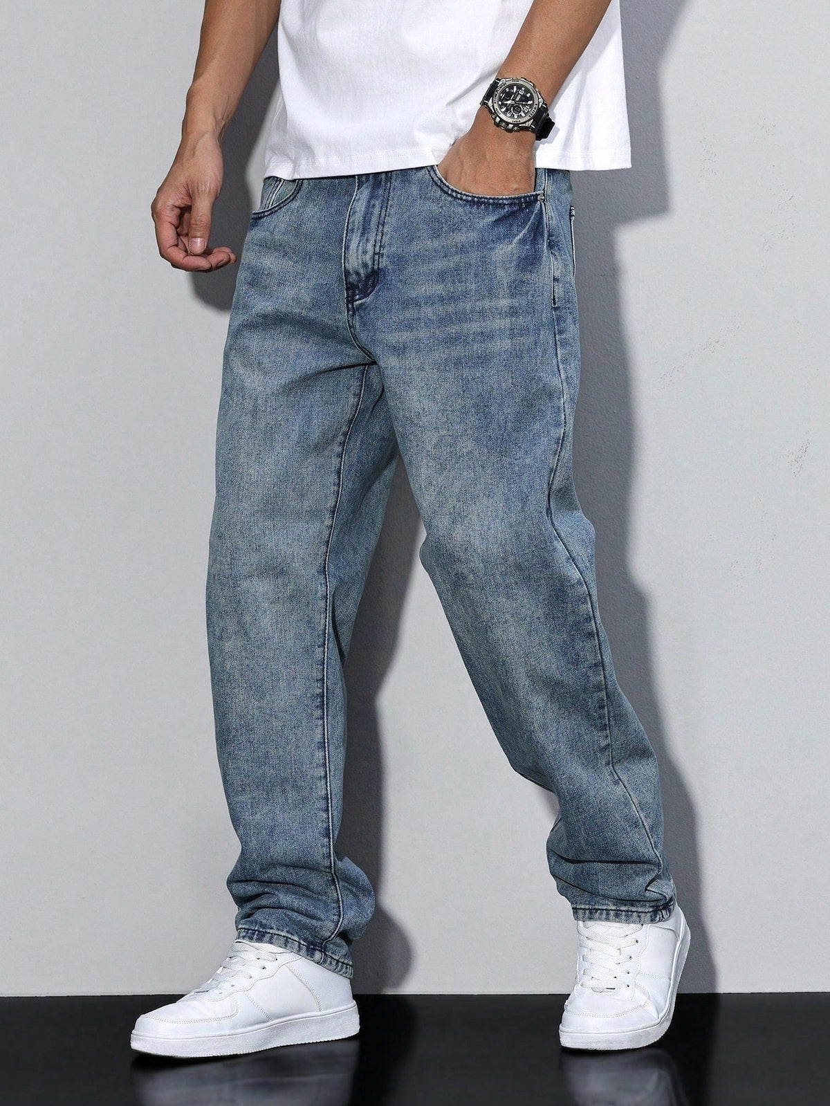 Gregory | Men's Cotton-Blend Pants in Solid Colour, Relaxed-Fit Jeans | Everlasting Boutique