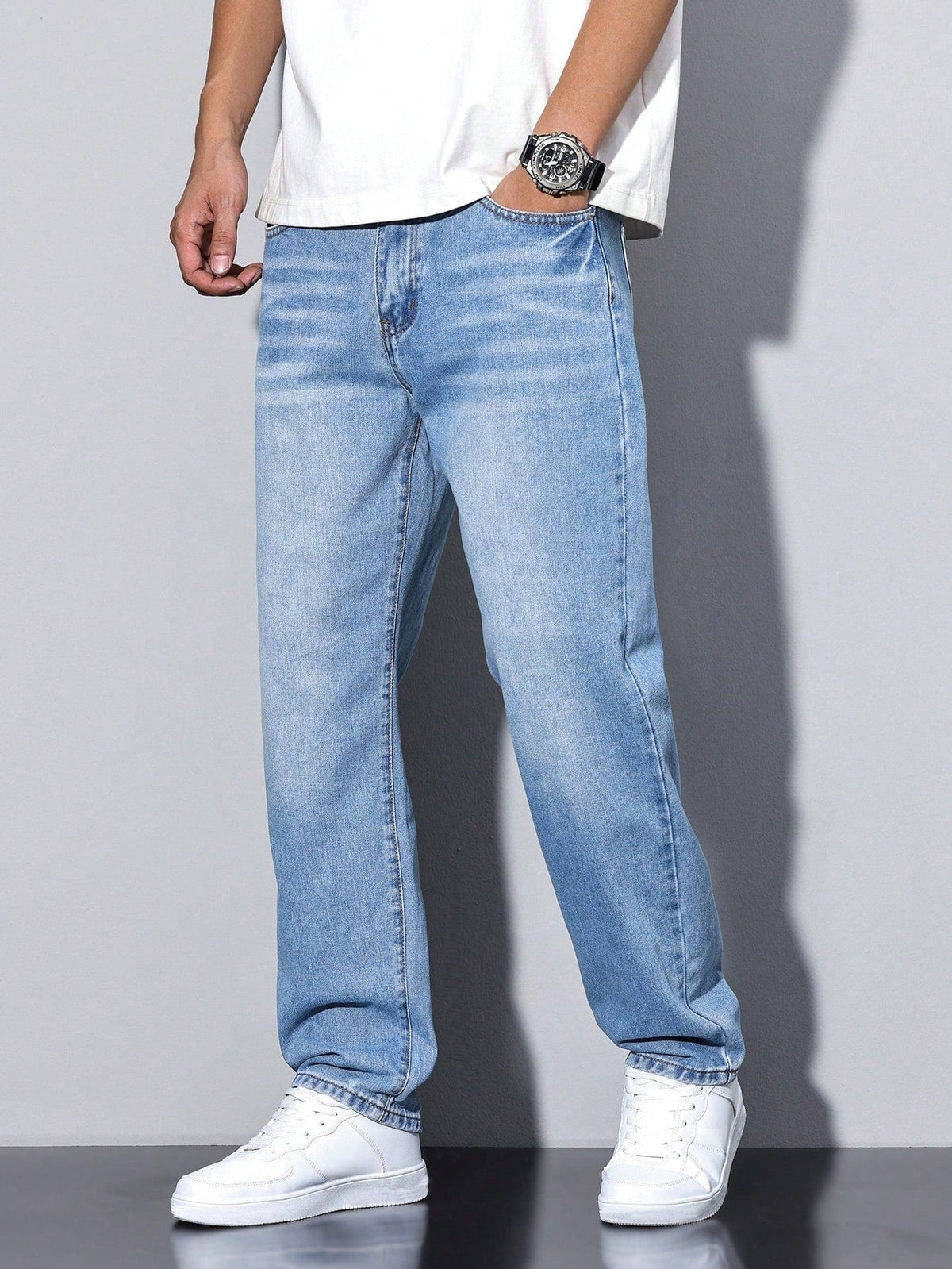Gregory | Men's Cotton-Blend Pants in Solid Colour, Relaxed-Fit Jeans | Everlasting Boutique