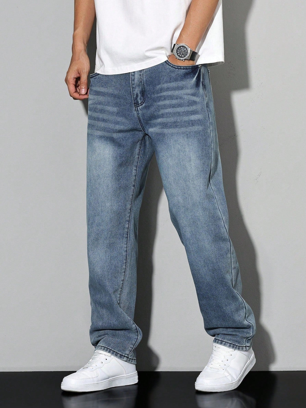 Gregory | Men's Cotton-Blend Pants in Solid Colour, Relaxed-Fit Jeans | Everlasting Boutique