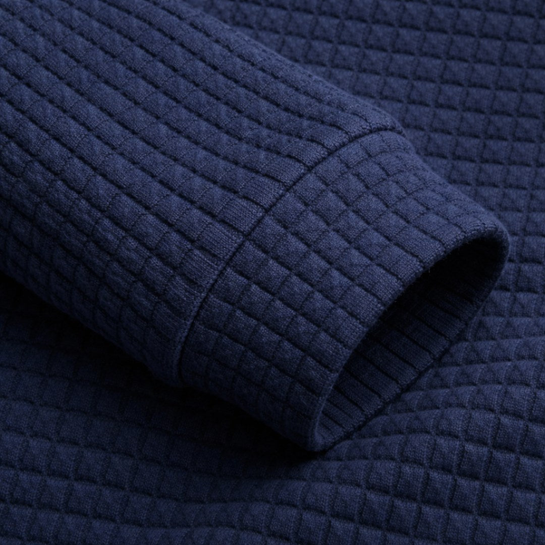 Günter | Men's Waffle-Piqué Polo Shirt with Check Pattern, Classic Polo Shirt | Everlasting Boutique | Grey