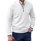Gustav | Men's Knit Jumper with Zip and Stand Collar, Long-Sleeve Jumper | Everlasting Boutique | Brown