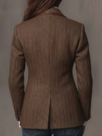Harriet | Women's Tailored Blazer with Patterned Lapel Trim, Double-Breasted Blazer Suit | Everlasting Boutique