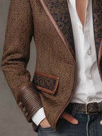Harriet | Women's Tailored Blazer with Patterned Lapel Trim, Double-Breasted Blazer Suit | Everlasting Boutique