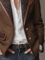 Harriet | Women's Tailored Blazer with Patterned Lapel Trim, Double-Breasted Blazer Suit | Everlasting Boutique
