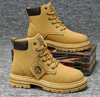 Harry | Men's Leather Lace-Up Work Boots, High-Top Construction Boots | Everlasting Boutique | Brown