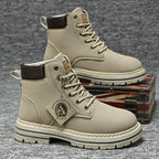 Harry | Men's Leather Lace-Up Work Boots, High-Top Construction Boots | Everlasting Boutique | Gray